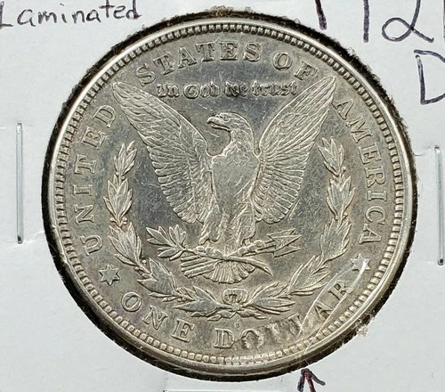 Error Struck Thru Reverse Lamination 1921 D $1 Morgan Silver Dollar Coin XF EF