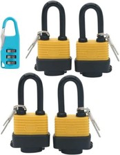 Set Of 4 Keyed Alike Waterproof Padlock, Wide Body - Weather Resistant Outdoor P