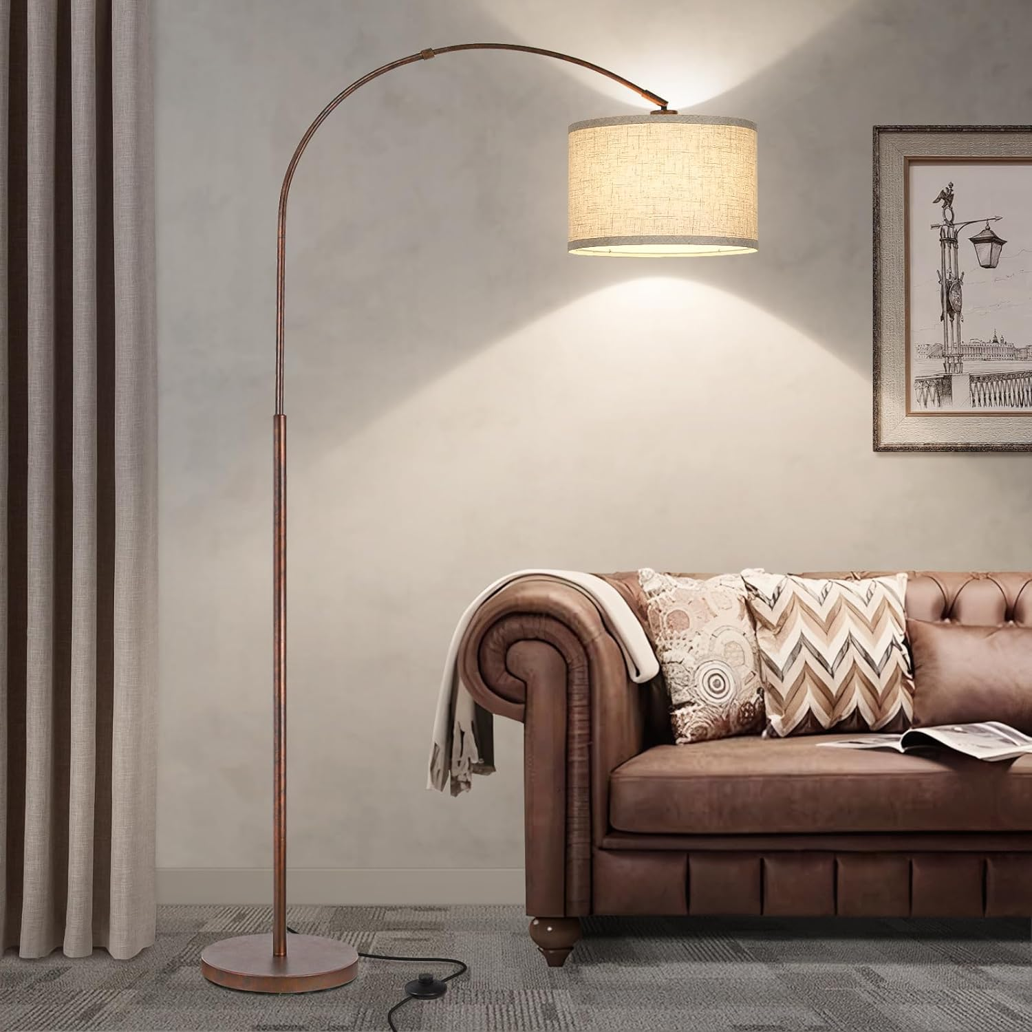 Vintage Arc Floor Lamp for Living Room with Adjustable Head in Ta Style-image
