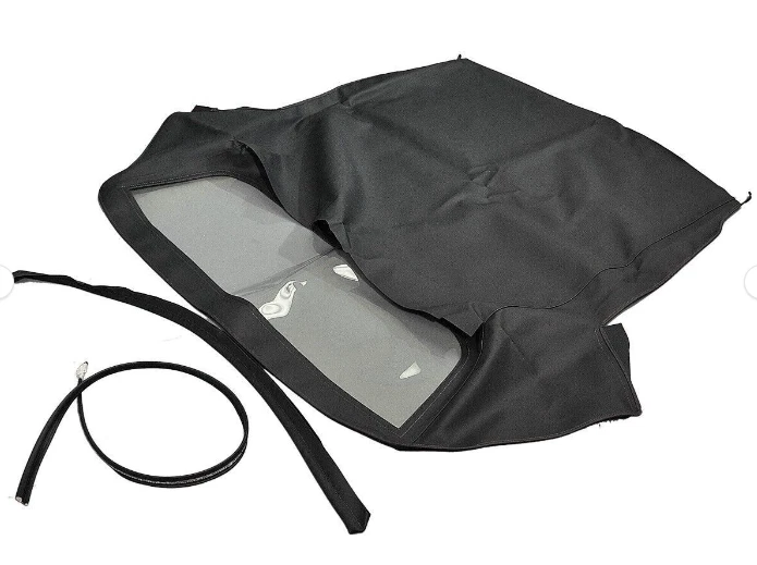 Fits Chevrolet Corvette 1968-1975 Convertible Soft Top Black Pinpoint Vinyl - Image 2 of 3