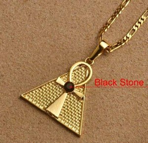Authentic 18K gold-plated Egyptian Ankh Cross Pyramid Pendant Necklace