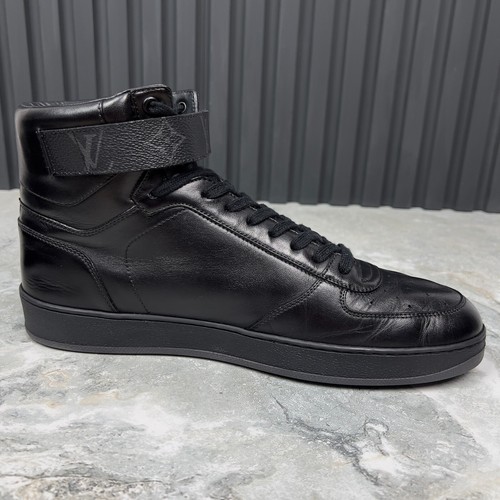 Louis Vuitton Rivoli High Top Monogram Sneaker Black Leather 8 LV 9 US 42 EUR - Picture 8 of 13