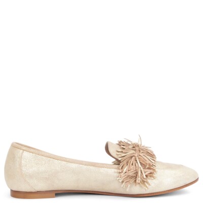 67904 auth AQUAZZURA light gold suede WILD THING Loafers Flats Shoes 40