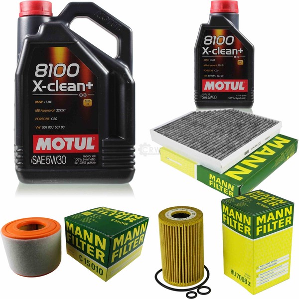 MANN-FILTER Inspektionspaket 6L Motul 8100 X-Clean+ 5W-30 FüR Audi A6 Avant 2.0-image