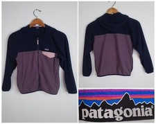 Patagonia Jacket Kids Large Purple Fleece Colorblocked Hooded Full Zip #J2166