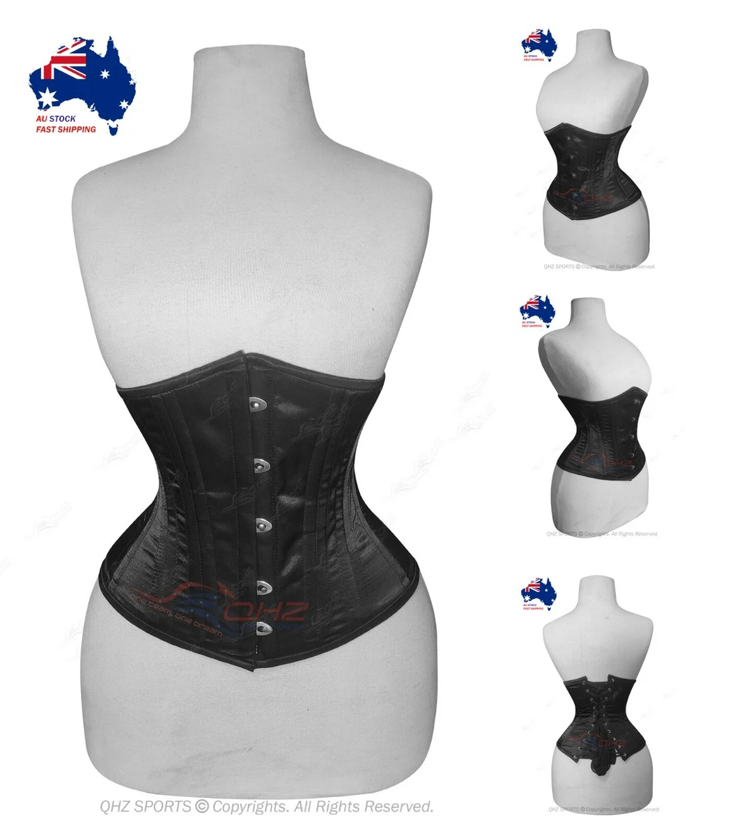 Women Steel Boned Tight Lacing Satin Underbust Corset Waist Training Lacing  C19