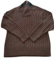 Red Maple Sportswear Men's Sweater Pullover Shawl collar Brown flecked Large