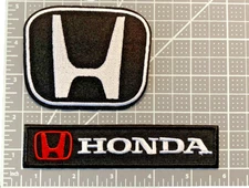 (2) Honda Logo + Emblem Motorsports Racing Truck Car 4in Patch Iron / Sew-On