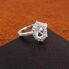 Semi Mount Ring Stone Setting Size 8X10 MM Oval Shape 925 Sterling Silver Ring