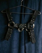 Gay Leather Stitched Bulldog Style Body Harness Chest Armor Adjustable Buckle St