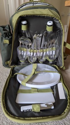 Grüner Picknickrucksack mit Decke 4 Personen Wetterfester Picknickrucksack - VonShef