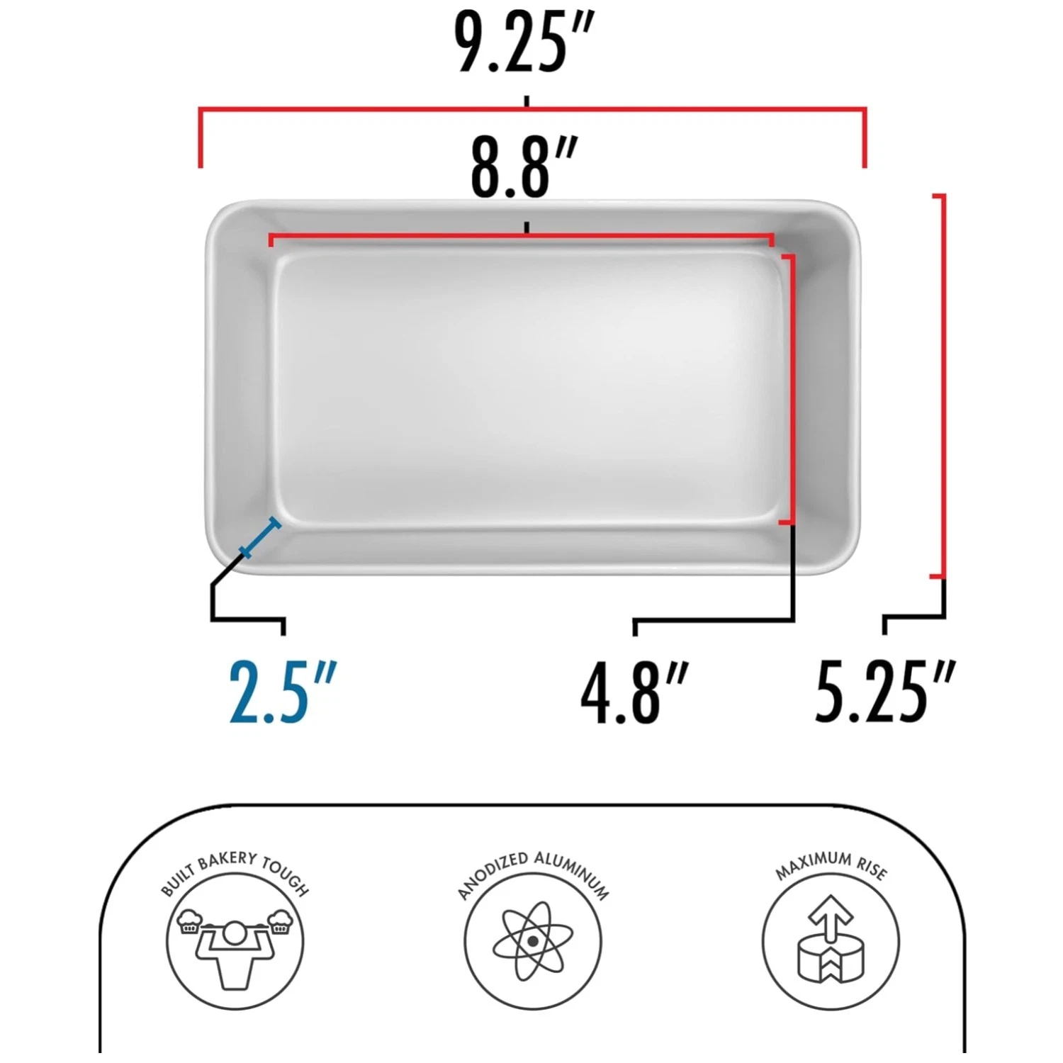 Anodized Aluminum Bread Pan Set, 9x5x2.75", 2-Pack