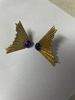  Vintage Sterling silver gold color art deco earings with blue stone — photo 1