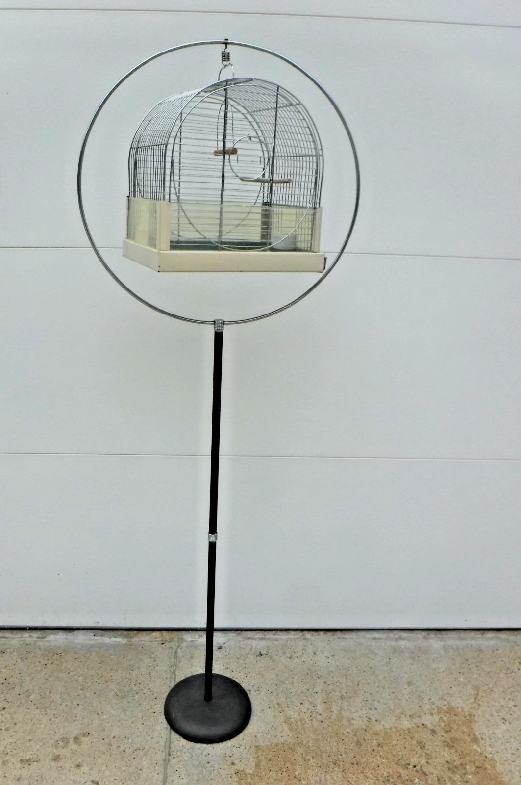 VINTAGE~ART DECO~HENDRYX STYLE~RELIANCE~CHROME BIRD CAGE~HOOP STAND~MCM~EXTRAS!