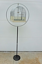 VINTAGE ART DECO HENDRYX STYLE RELIANCE CHROME BIRD CAGE HOOP STAND MCM EXTRAS