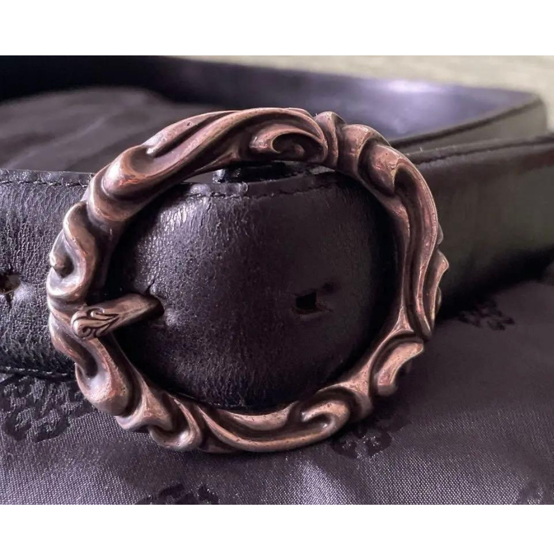 [Extremely Rare] Chrome Hearts Scroll Oval Leather Belt 32 inch Black w/warranty