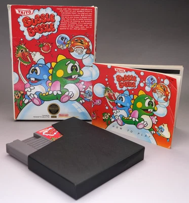 Vintage Bubble Bobble (Nintendo NES, 1988) Cartridge & Manual & Box - TESTED - Image 1 of 4