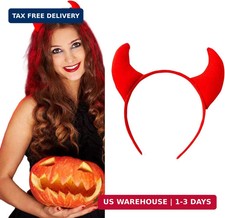 Devil Horns Headband for Halloween Costume - Red Accessories for Women, Men, Gir