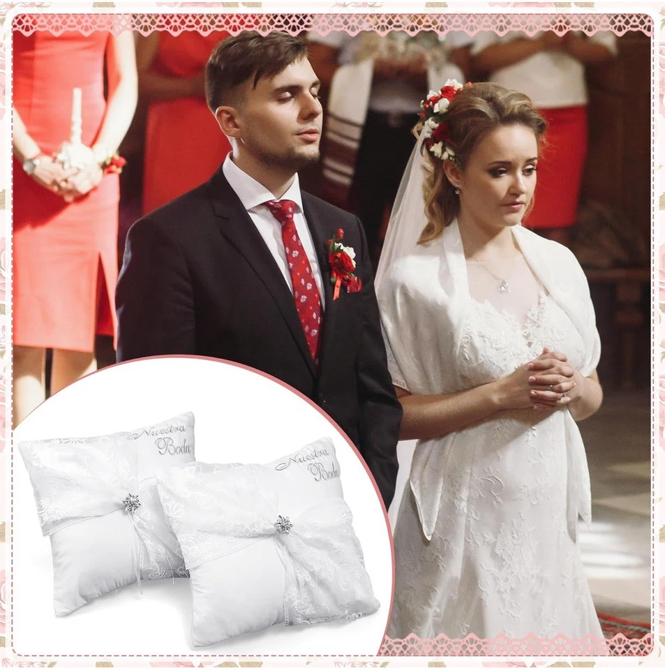 Almohadas de rodillas bordadas para boda Nuestra Boda con 2 almohadas 2 piezas Foto 3 de 4