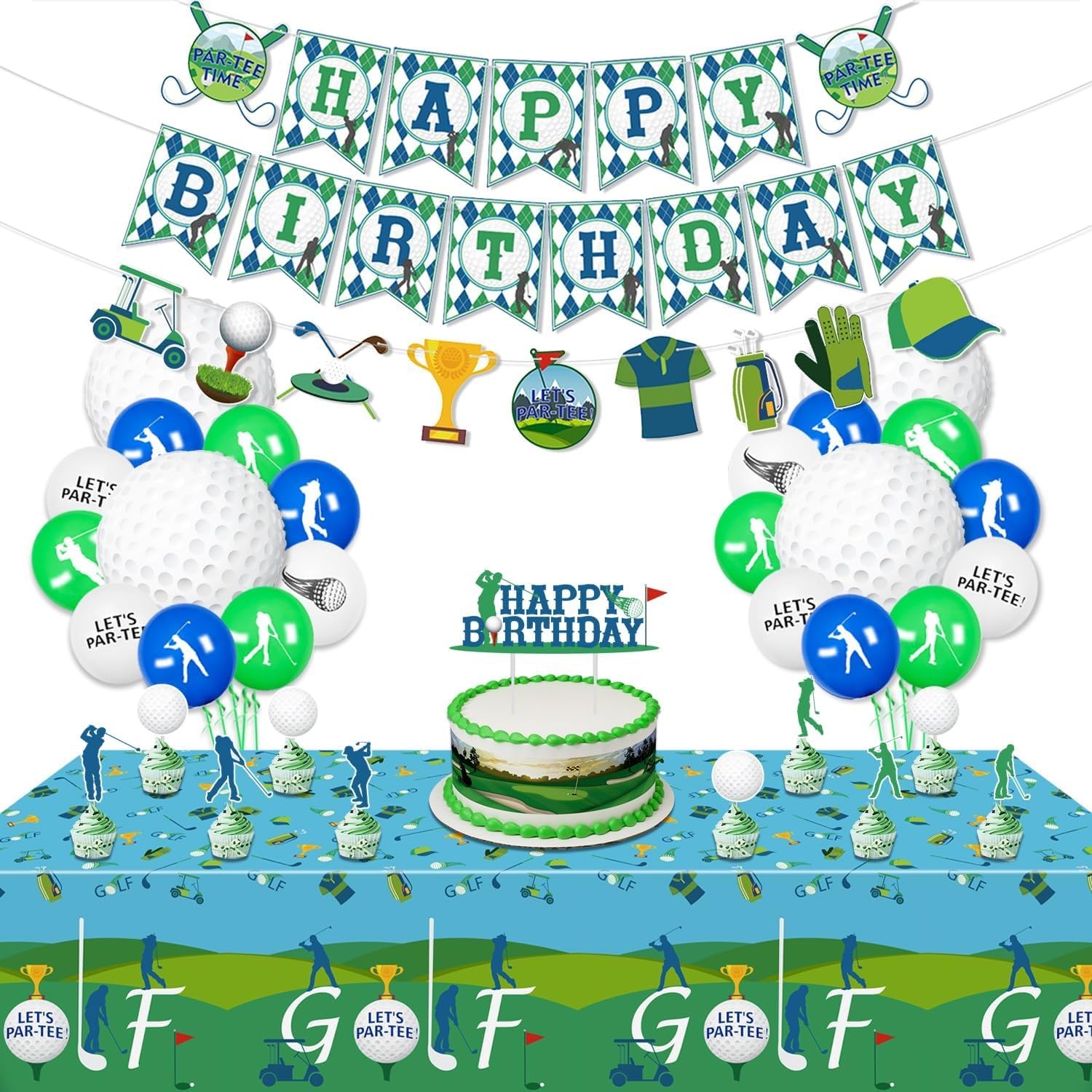 Golf Theme Birthday Party Decorations, Includes Happy Birthday Banner, Tableclo