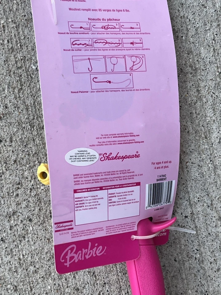 Barbie Girls Fishing Kit All In One Rod & Reel Pink Pole. Shakespeare, NIP (F59) - Image 3 of 4