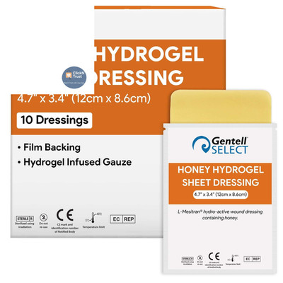 Honey Hydrogel Sheet Dressing 4.7''x3.4'' - 10 Sheets with
