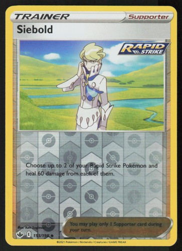 Siebold 153/198 Uncommon Chilling Reign Pokemon Reverse Holo Lightly Played