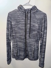 Lululemon Define Hooded Zip-Up Jacket Nulu Size 10 W4BF8S Heathered Black White