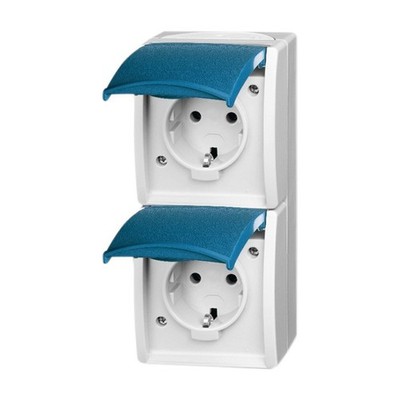 Busch Jaeger 20-02 EW-53 Doppelsteckdose ''OCEAN''. IP 44. 2-fach senkrecht