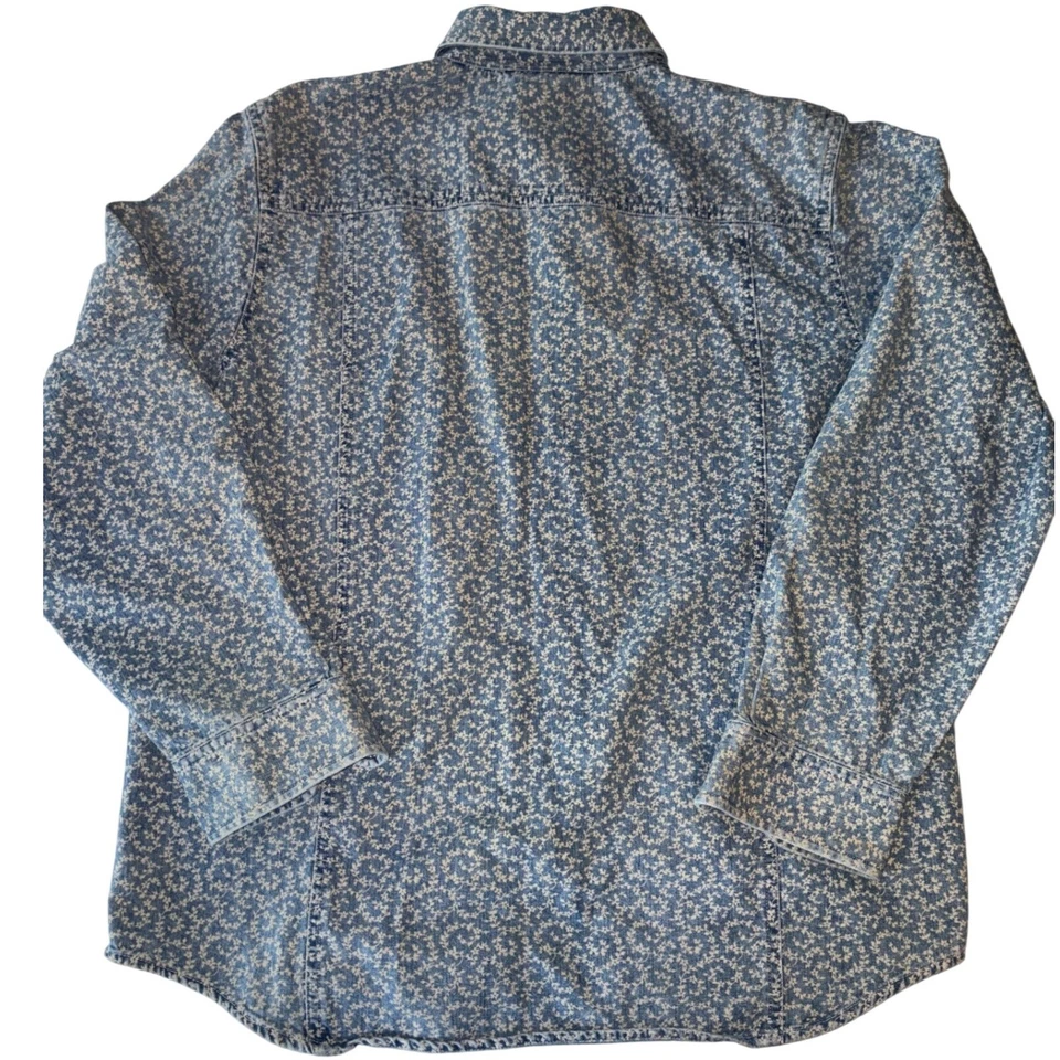 Camisa Western Lauren Jeans Co Ralph Lauren Azul Floral Denim Wms 12 Y2K Algodón Foto 4 de 4