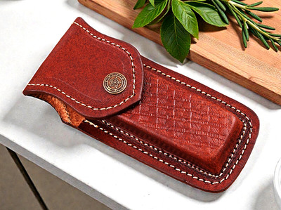 CUSTOM MADE LEATHER SHEATH FOR FOLDING POCKET KNIFE 4 TO 5 INCHES KNIFE 1362