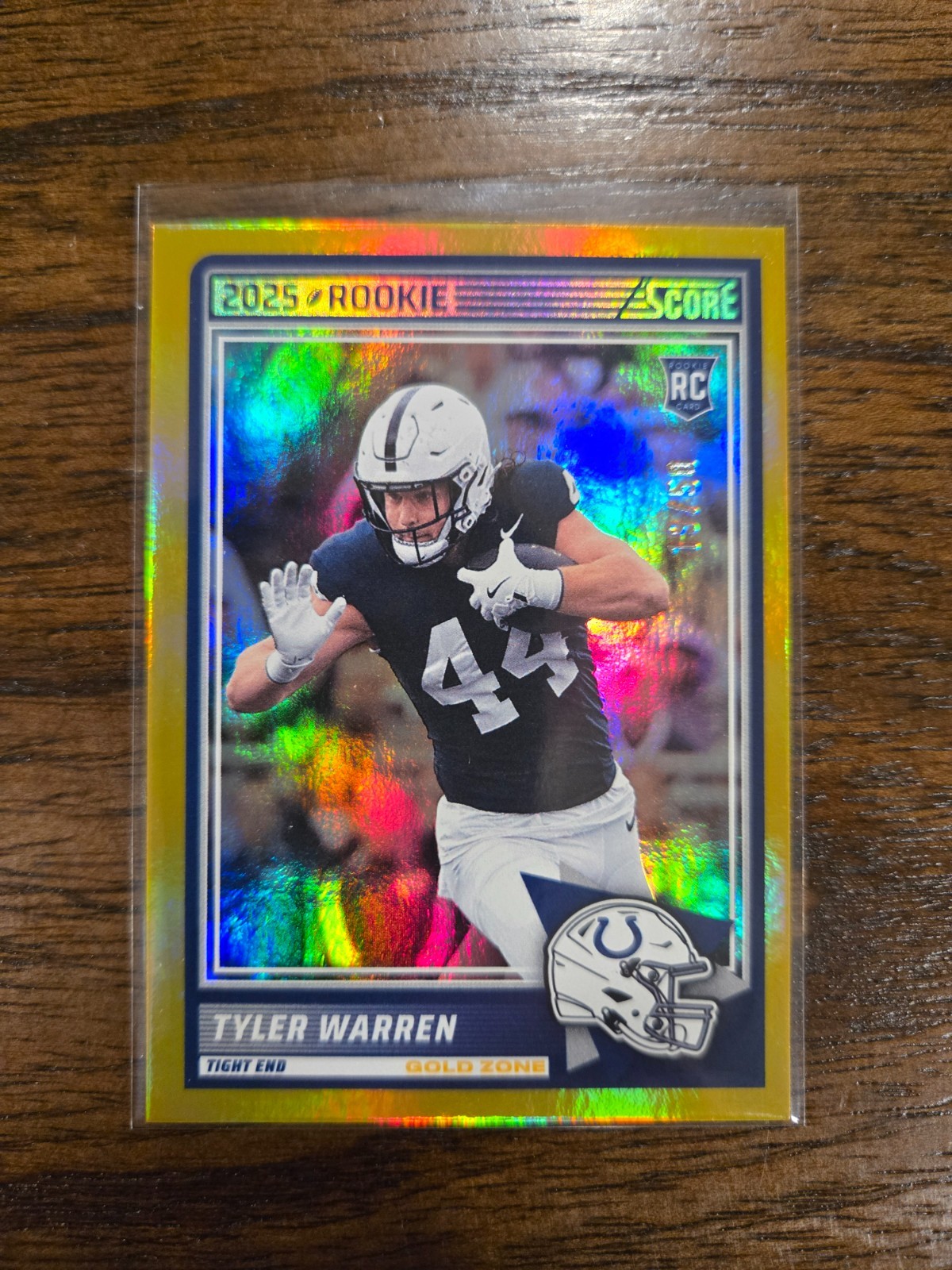2025 Panini Score - Rookies Tyler Warren #21 Gold Zone 19/50 (RC) Colts