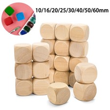 Wooden Dice Plain Blank Cube 10/16/20/25/30/40/50/60mm Untreated RPG Craft DIY