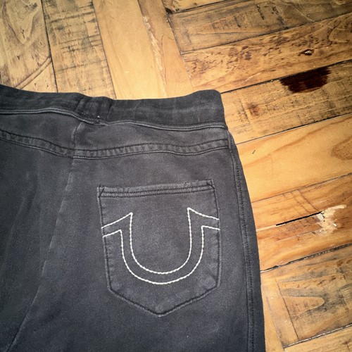 True Religion Joggers Uomo Medium Nero Gamba Conica Elasticizzata Vita - Foto 2 di 9