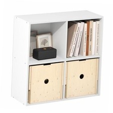 LUDER Book Shelf Bookshelf, Bookcase with Open Shelves, 9.5 x 4-Cube White