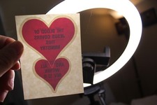 Sticker Decal Advertising Double Hearts Blood of Jesus  Label Collectible