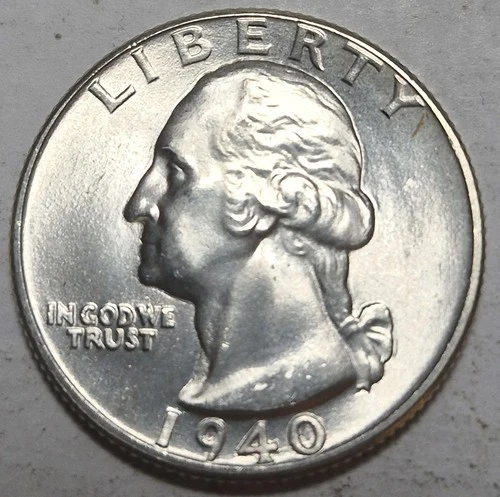 1940 Washington Silver Quarter. Choice Uncirculated