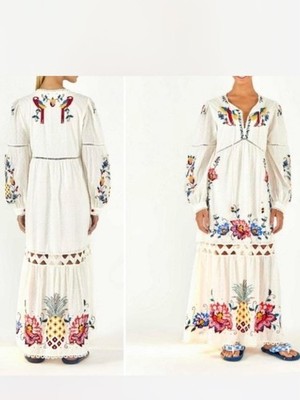 FARM Rio Macaw Cross-Stitch Maxi Dress XS