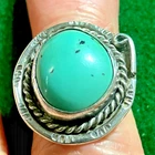 Vtg. Navajo Old Pawn Style Sterling Silver Turquoise Ring Spilt Shank Size 8