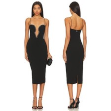 Nookie Adorn Dress Midi Beaded Illusion Crystal Embellished Prom Formal Party XL