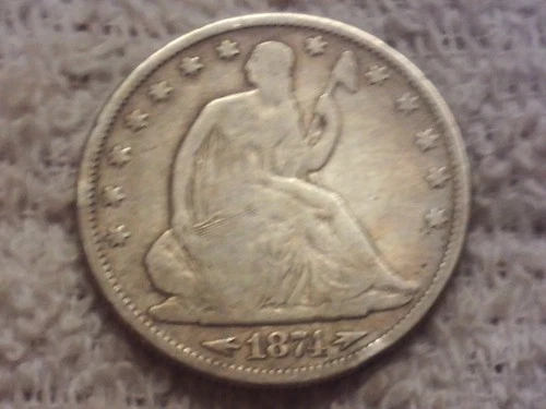 1874 Seated Liberty Silver Half Dollar Good Details with Motto 90% Silver