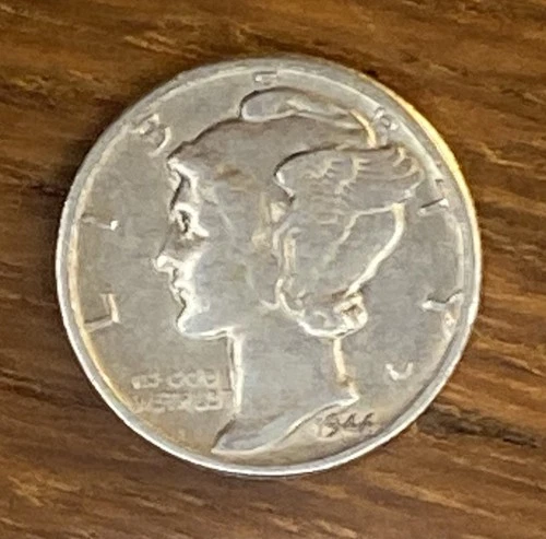1944 Mercury Silver Dime 10C – 90% Silver  – Good Detail