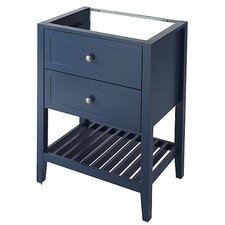 GoodHome Perma Satin Blue Freestanding Bathroom Vanity Unit 600mm Storage UK Set