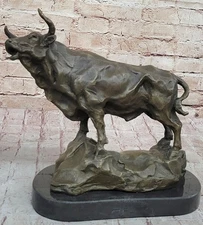 Art Deco Original Bull Bullfight Bullfighter Toro Bronze Sculpture Statue Decor