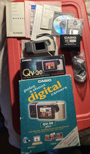 VTG Casio QV30 Digital Camera w/ Box Manuals Software FOR PARTS or REPAIR READ
