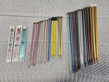 Lot of 16 pairs Knitting Needles mostly metal/aluminum plus 3 sets Double Point