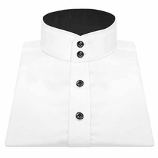 Mens White High Band Chinese Mandarin Collar Formal Business Shirt Contrast Trim
