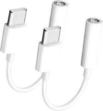 Seulliya 2 Pack USB Type C to 3.5mm Female Headphone Jack White/USB C 2Pack