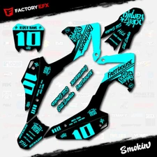 Black & Cyan Smokin Racing Graphics kit fits Honda CRF110 2013-2018 Decal 13-18