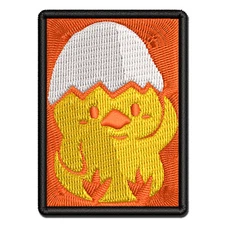 Sweet Chicken Hatchling with Egg Shell Multi-Color Embroidered Iron-On Patch
